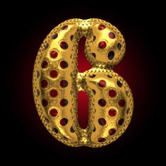 vector golden and red letter 6 N3