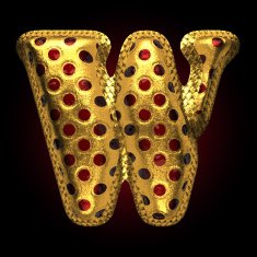 vector golden and red letter w N3
