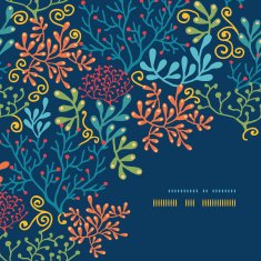 Dark plants corner frame pattern background