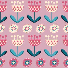 Seamless pattern with tulips on the pink background