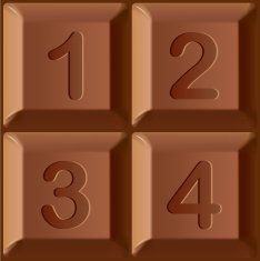 Vector characters printed on blocks of chocolate bar Figures N2