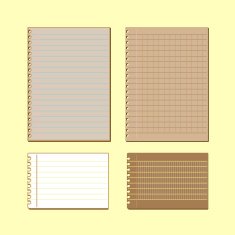 Vintage lined papers on yellow background N2