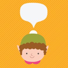 Christmas elf with speech bubble