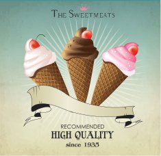 vintage card and background with ice cream N2