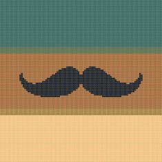 Hipster trend vintage knitted moustache on striped color background N2