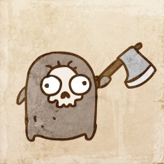 Monster With Axe on Grunge Background N2