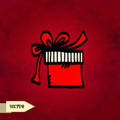 Holiday card with sketch gift box N2