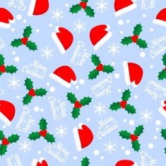 Christmas Pattern - Santa Hats & Holly