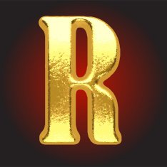 Vector golden letter r on red