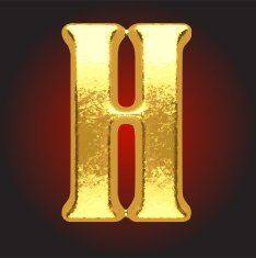 Vector golden letter h on red