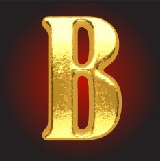 Vector golden letter b on red