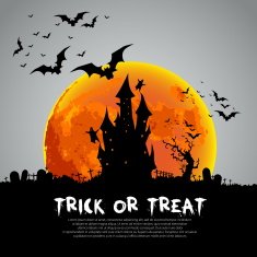 Trick or Treat Halloween sign and theme design background N3