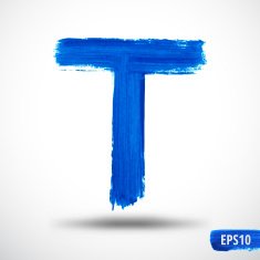 Watercolor Alphabet Letter T Grunge background