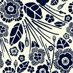 Seamless vintage graphic texture with stylized flowers