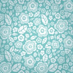 Decorative seamless texture with white ornamental flowers petals and leaves