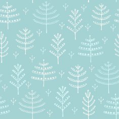 Seamless winter pattern with decorative trees