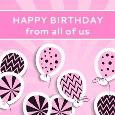 Happy birthday postcard with balloons