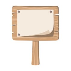 Wooden sign with nailed paper Vector illustration
