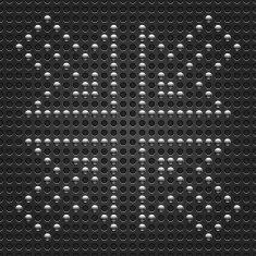 Arrow chrome sign metal gray circle shape perforated texture background