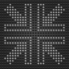 Arrow sign chrome metal circle shape perforation texture background