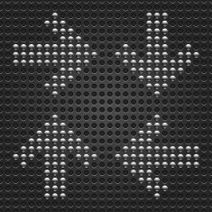 Arrow sign gray shape chrome metal dark black perforation texture