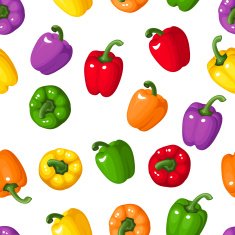 Vector seamless background with colorful bell peppers