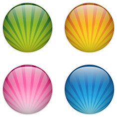 Glass Circle Button Colorful Stripes