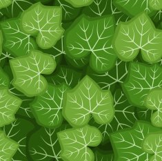 Seamless pattern with green pumpkin leaves Vector illustration