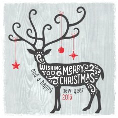 Modern Christmas Card with Reindeer