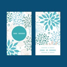 Vector blue and gray plants vertical round frame pattern business N2