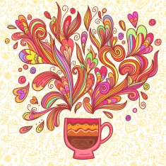 Curly and steamy tea party cup N2
