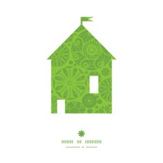 Vector abstract green and white circles house silhouette pattern frame N2