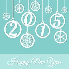 Happy new year greeting card with snowflakes 2015