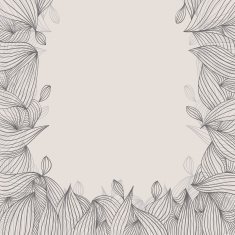 Floral elegant hand drawn framing with curls on white background