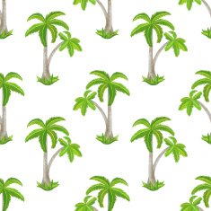 Watercolor seamless pattern with coconut palm trees N4