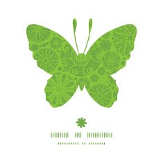 Vector abstract green and white circles butterfly silhouette pattern frame N2