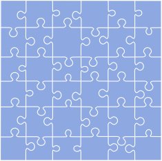 Puzzle template 36 pieces blue background vector