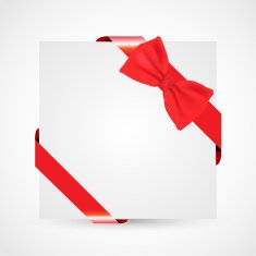 Paper card decorated with beautiful corner red ribbon vector