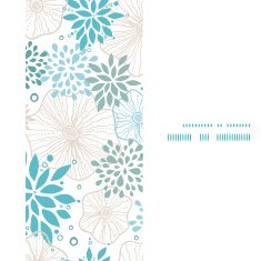 Vector blue and gray plants vertical frame seamless pattern background