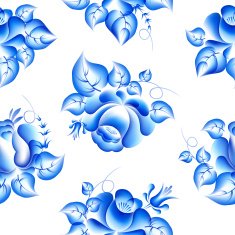 Gzhel style seamless pattern N2