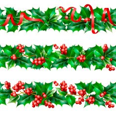 Holly Christmas seamless background