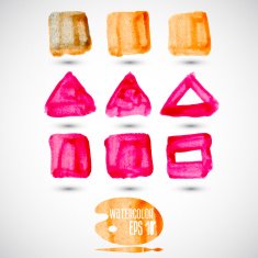Watercolor hand painted random shapes design elements