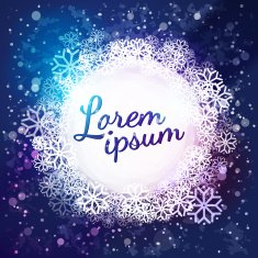 Blue circle label at winter sky for your text