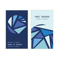 Vector abstract ice chrystals vertical round frame pattern business cards N3
