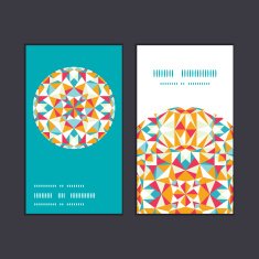 Vector colorful triangle texture vertical round frame pattern business cards N2