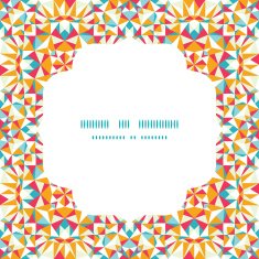 Vector colorful triangle texture circle frame seamless pattern background