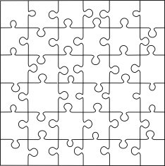 Puzzle template 36 pieces vector N2
