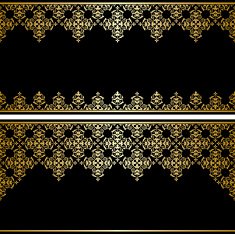 black vector card with gold vintage ornament