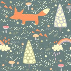 Funny seamless pattern with a cute little fox N2