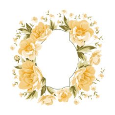 Vintage frame of yellow flowers on a white background